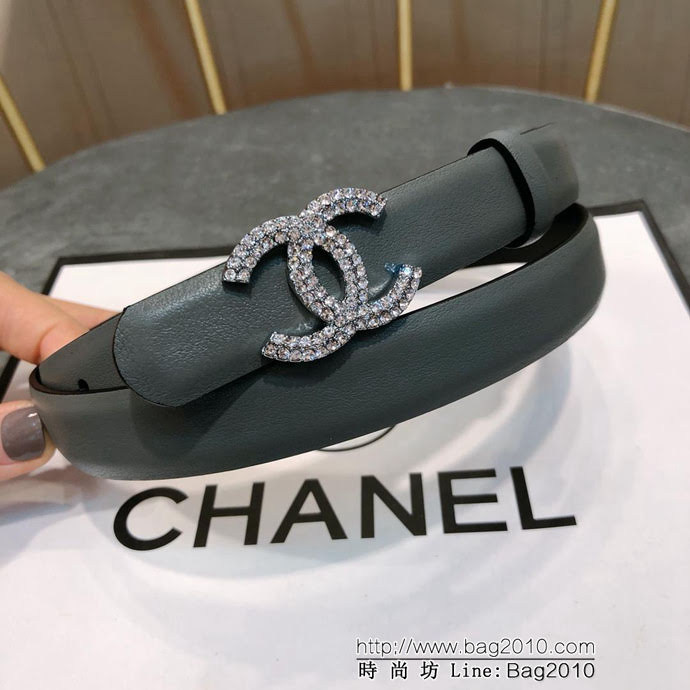 CHANEL香奈兒 18新款 20MM精品 進口光滑優雅小腰帶 CC水鑽扣  xfp1014